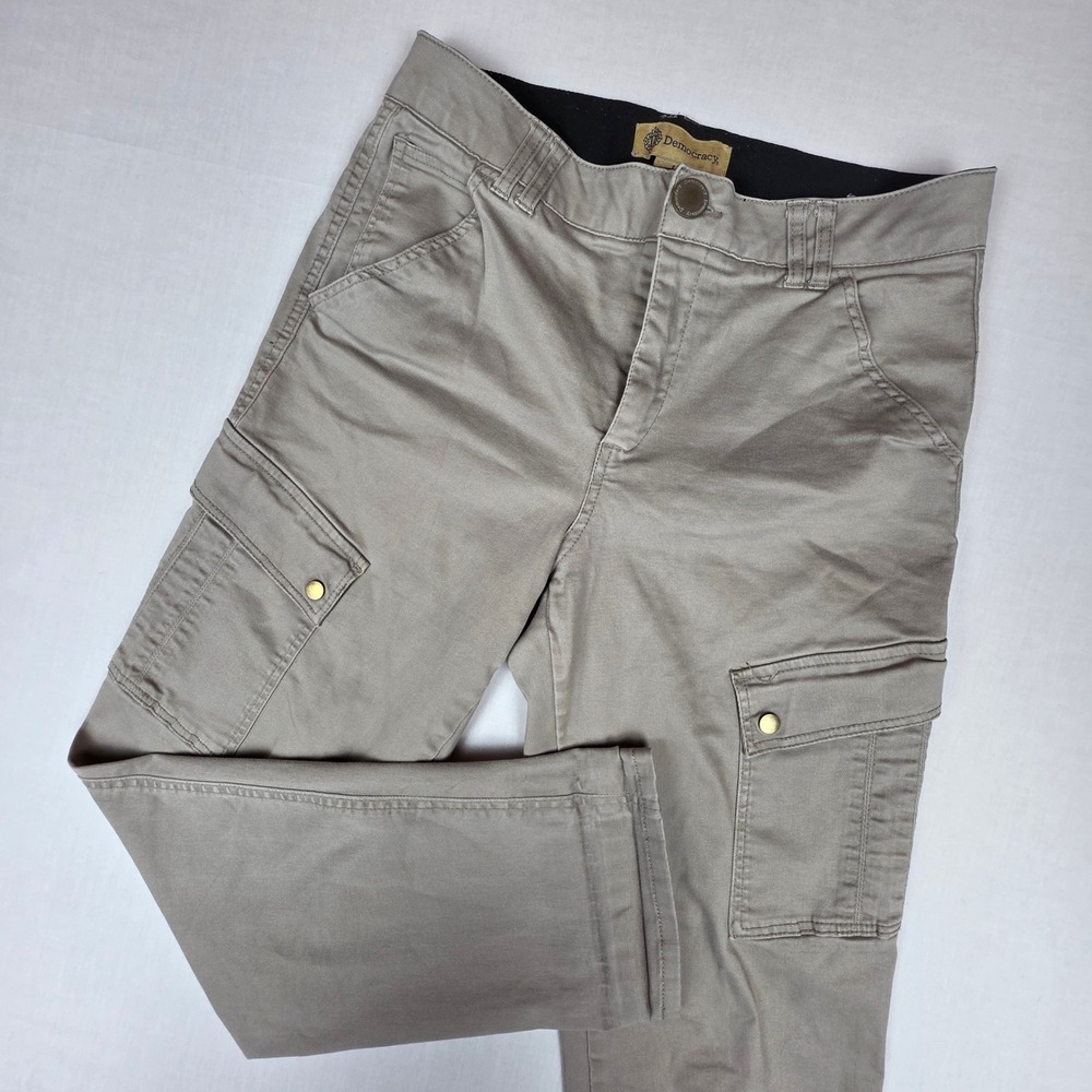 Democracy Ab Technology Cargo Pants 10 Taupe Womens Stretch Cotton Utility